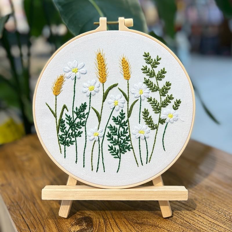 COCOMOX 5 Sets Floral Embroidery Practice Kits, Flower Pattern Embroidery Kit for Beginners Adults, Hand Embroidery Kit, Easy to Follow Instruction and Video - Image 4